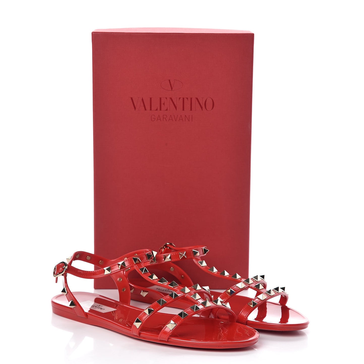 PVC Jelly Rockstud Caged Sandals 40 Rouge Pur