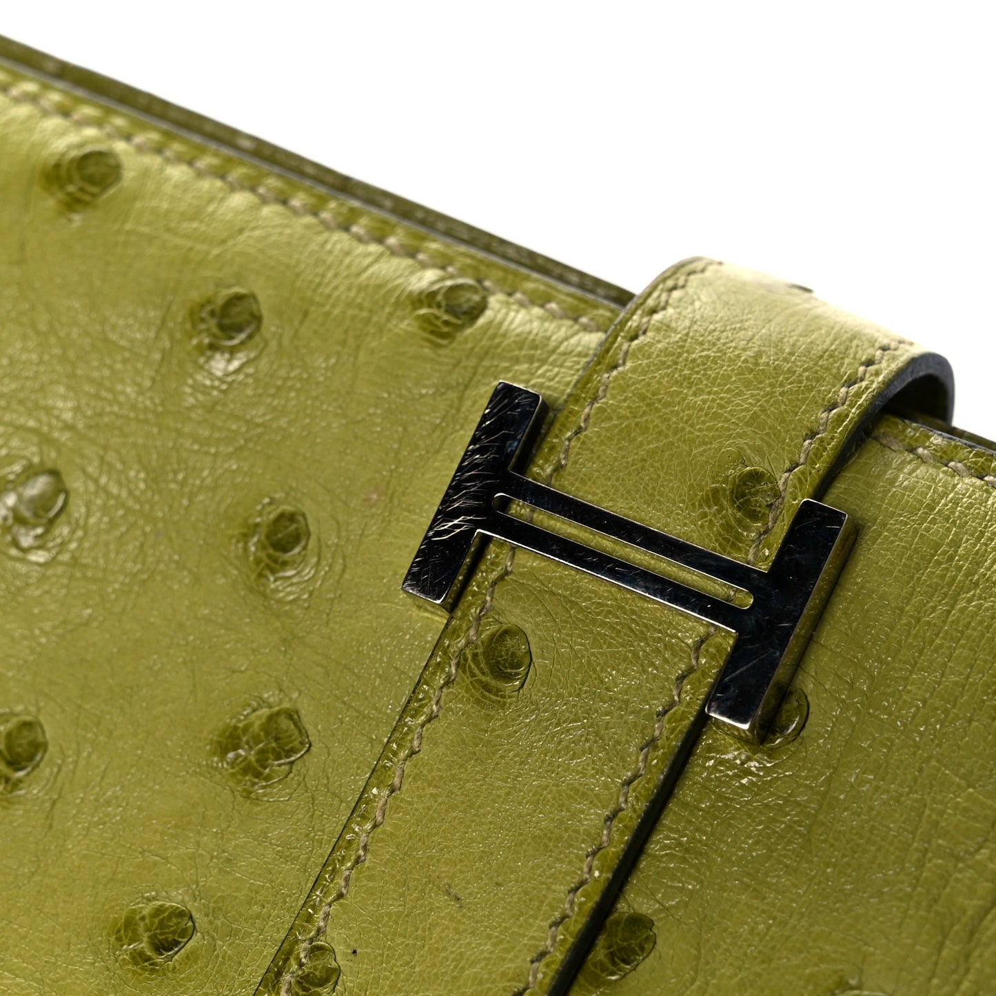 Ostrich Bearn Gusset Wallet Vert Anis
