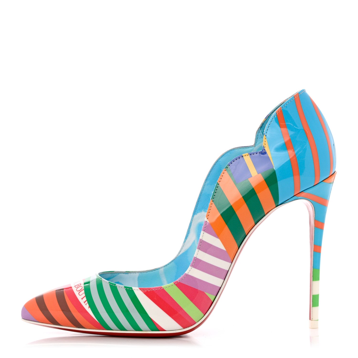 Christian Louboutin Patent Striped Print Hot Chick 100 Pumps 38 Multicolor 1 of 8