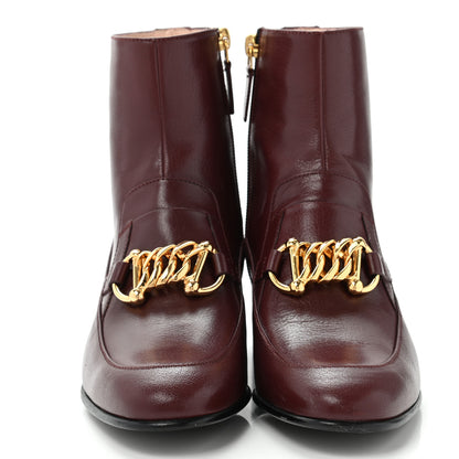 Gucci Goatskin Kitten Chain Horsebit Ankle Boots 37 Bordeaux 2 of 18