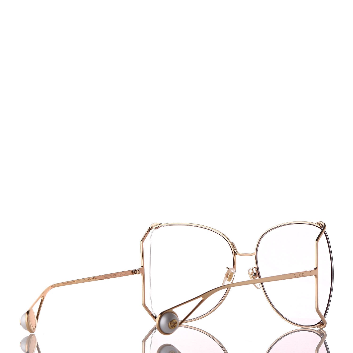 Gucci Oversized Round Sunglasses GG0252S Gold Brown 3 of 9