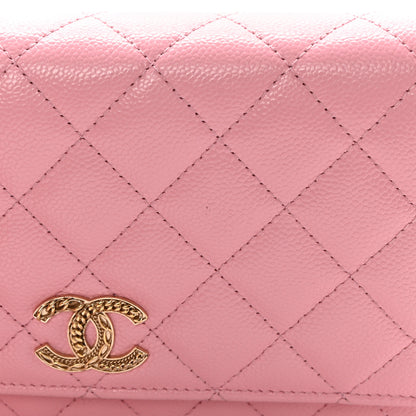 Chanel Caviar Quilted Multi Chain Wallet On Chain WOC Light Pink 14 of 16