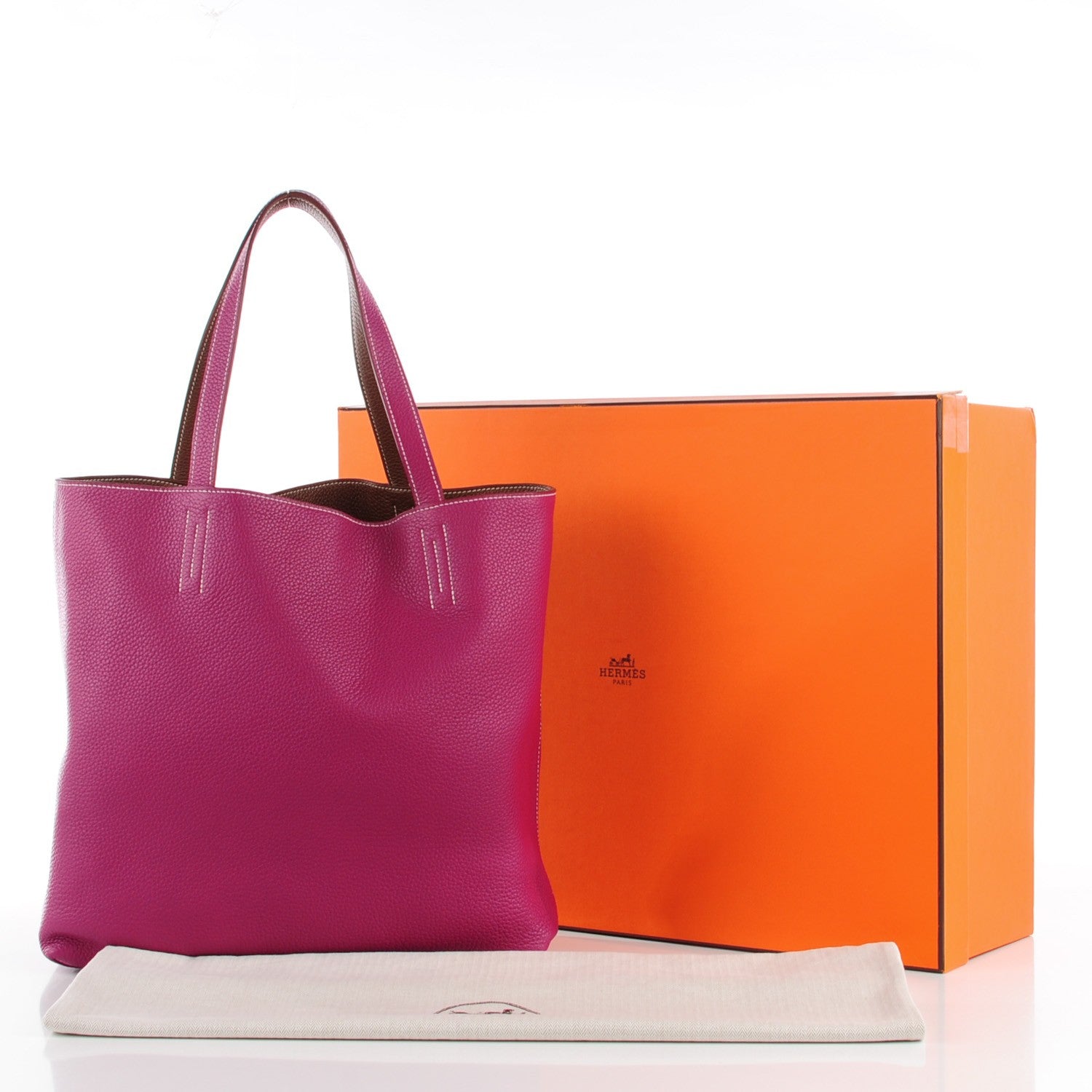 Hermes Taurillon Clemence Double Sens 36 Reversible Tote Marron Tosca 8 of 8