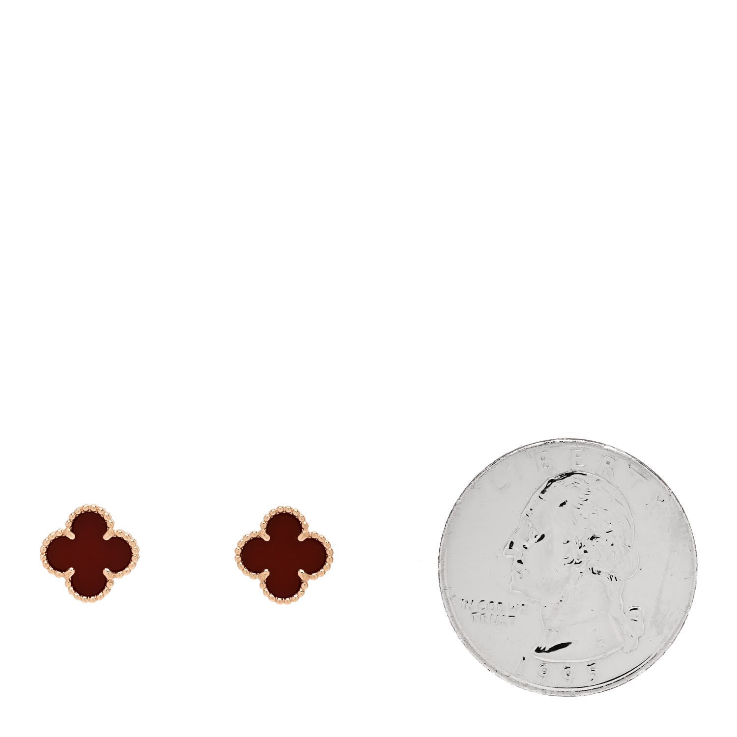 Van Cleef & Arpels 18K Rose Gold Carnelian Sweet Alhambra Earrings 2 of 5