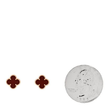 Van Cleef & Arpels 18K Rose Gold Carnelian Sweet Alhambra Earrings 2 of 5