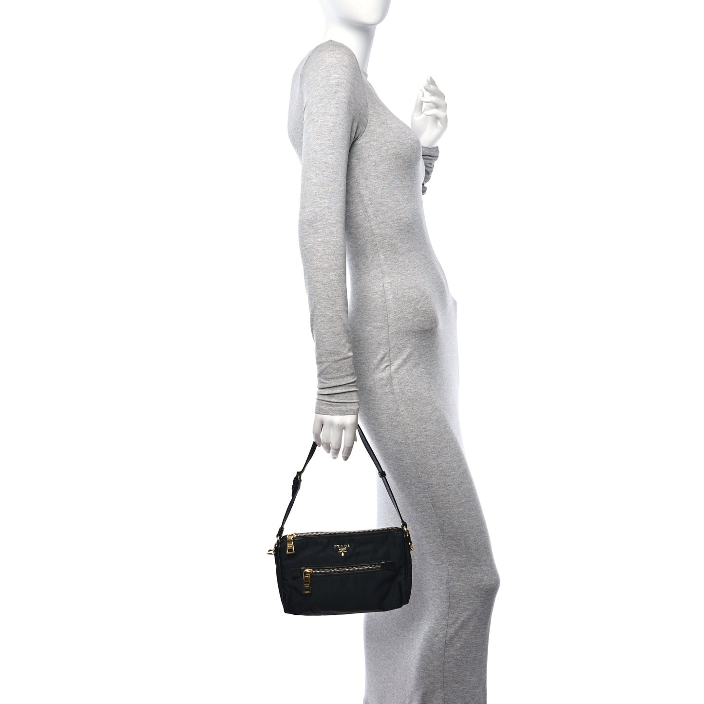 Tessuto Nylon Saffiano Shoulder Bag Black