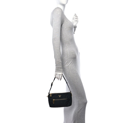 Prada Tessuto Nylon Saffiano Shoulder Bag Black 2 of 14