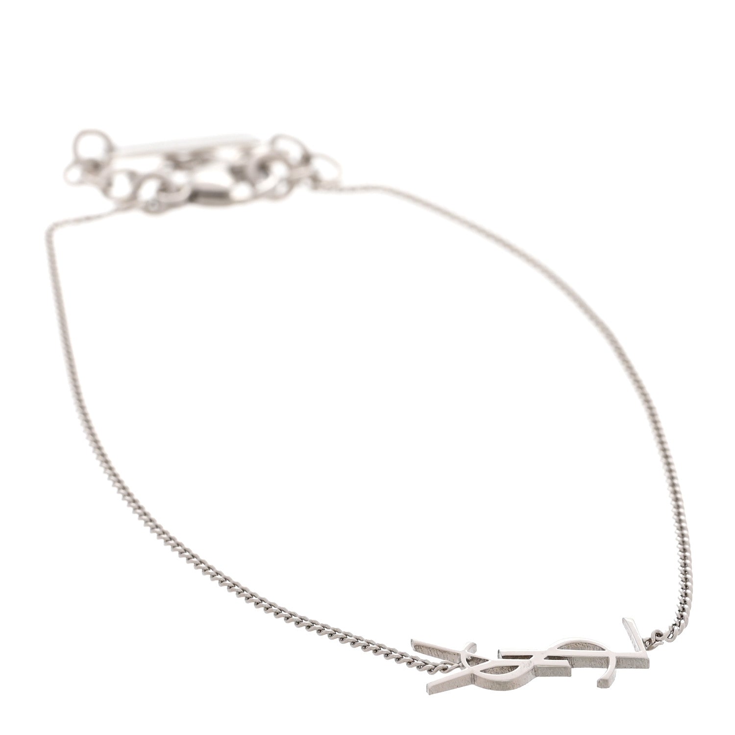 Saint Laurent Brass Monogram Charm Bracelet Silver 1 of 5