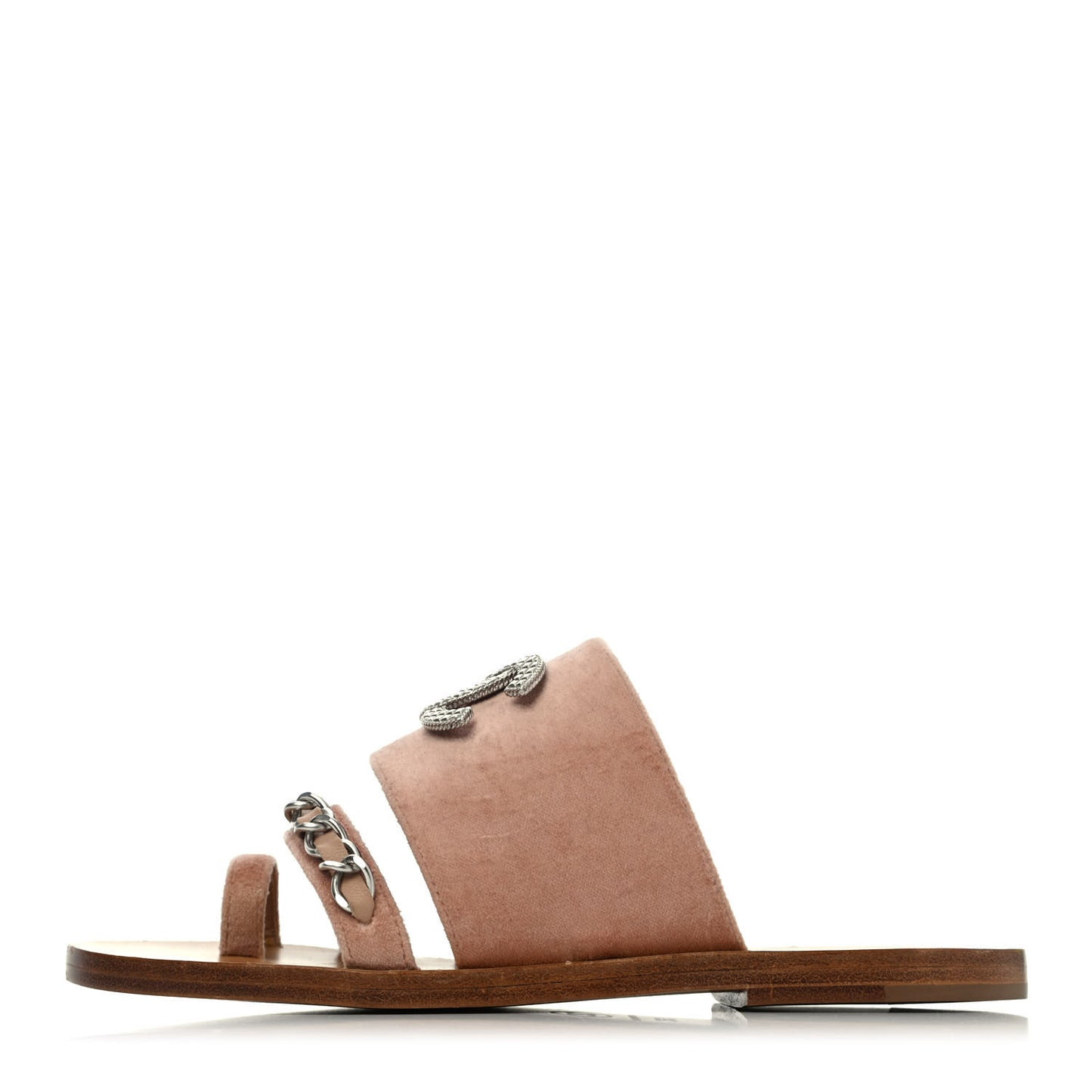 Velvet Chain Mule Sandals 36 Pink