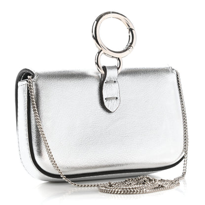 Fendi Vitello Catalan Mirror Nano Baguette Charm Argento 3 of 8