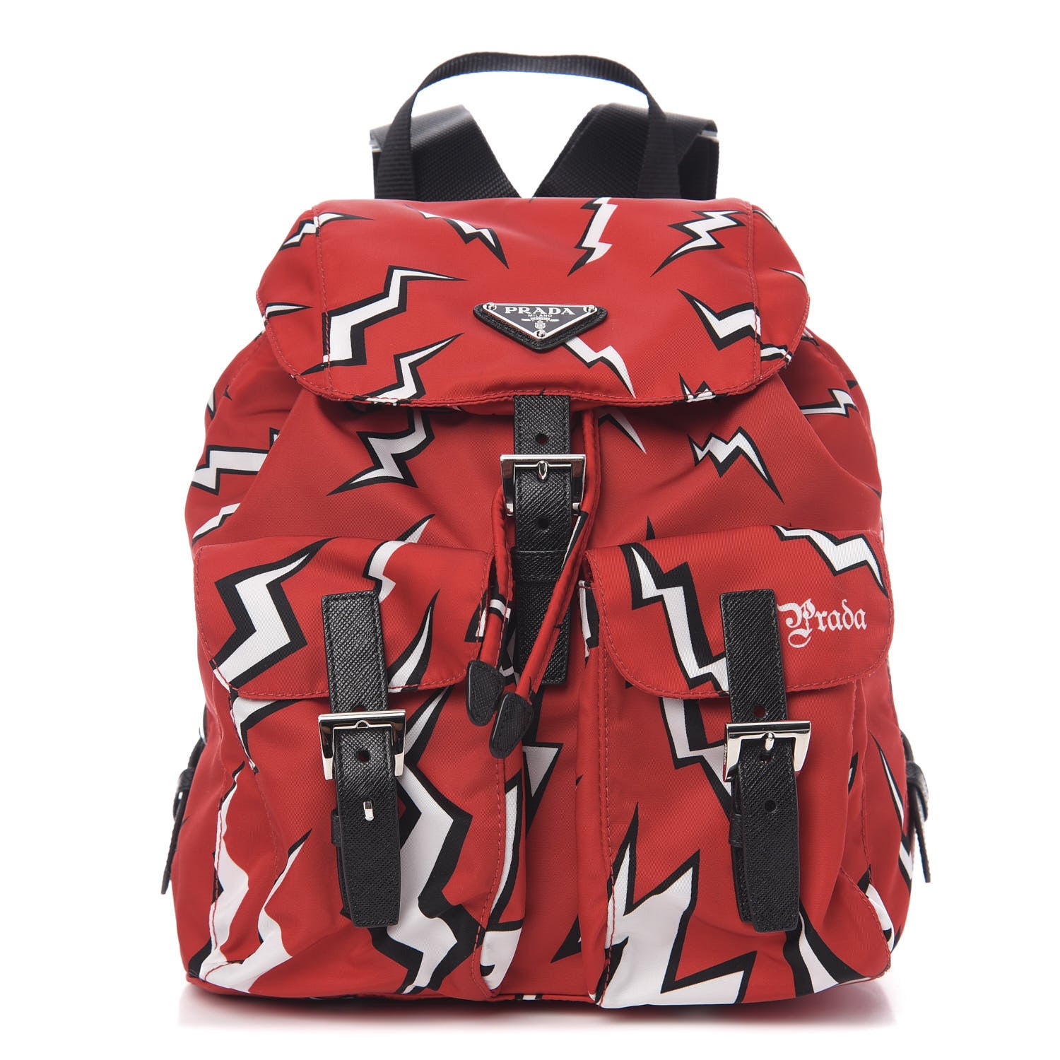 Prada X UNIVERSAL STUDIOS Tessuto Nylon Saffiano Thunder Frankenstein Backpack Rosso Black 1 of 10