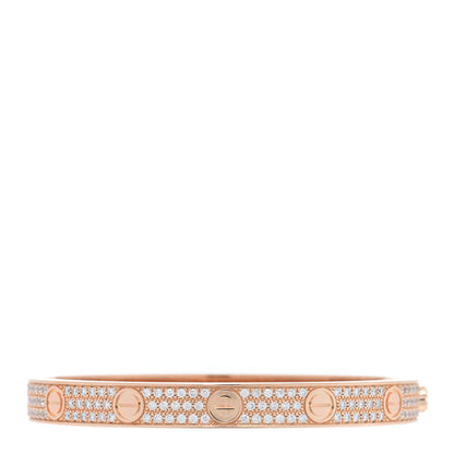 Cartier 18K Pink Gold Diamond LOVE Paved Bracelet 17 2 of 6