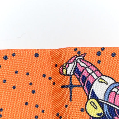 Hermes Silk Space Derby Twilly Orange Jaune Bleu 6 of 8