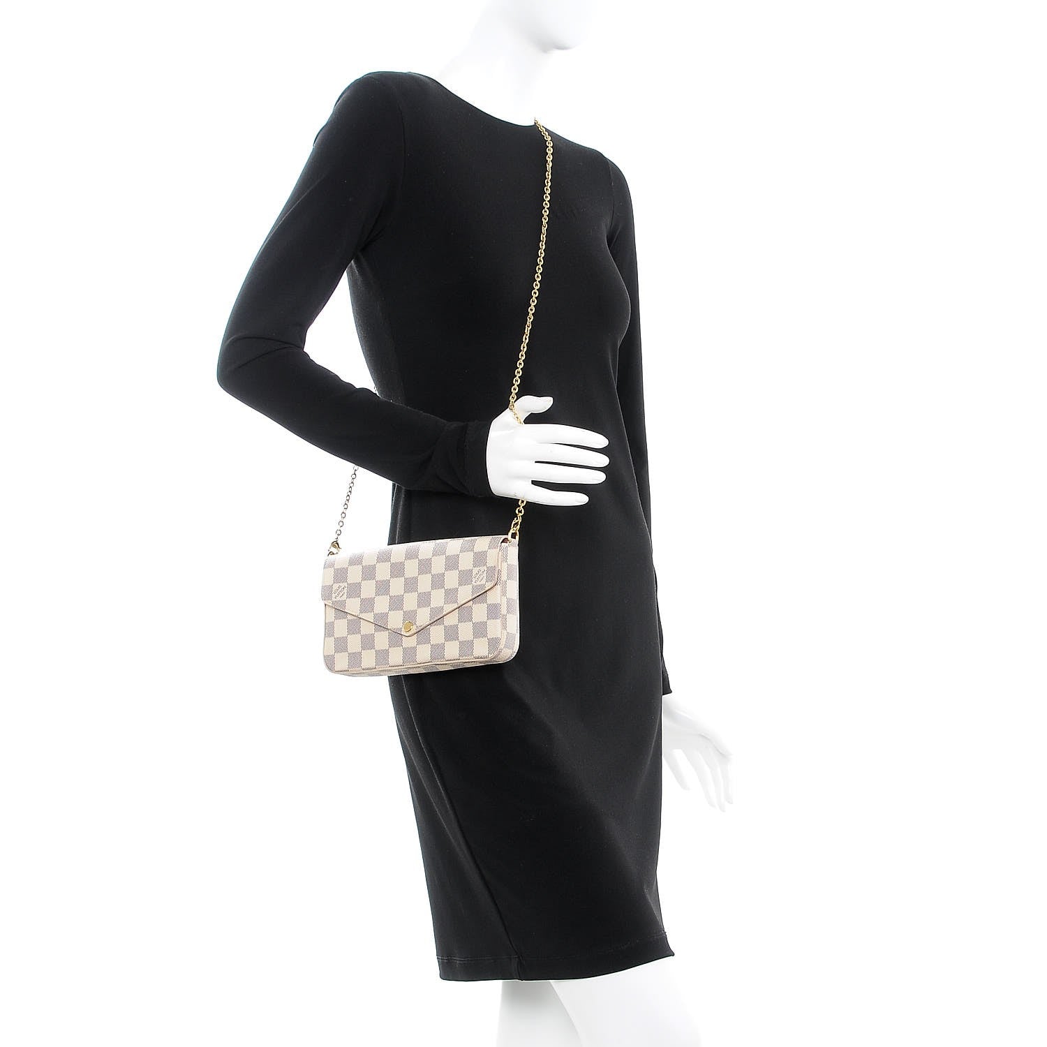 Louis Vuitton Damier Azur Pochette Felicie Chain Wallet Rose Ballerine 2 of 12
