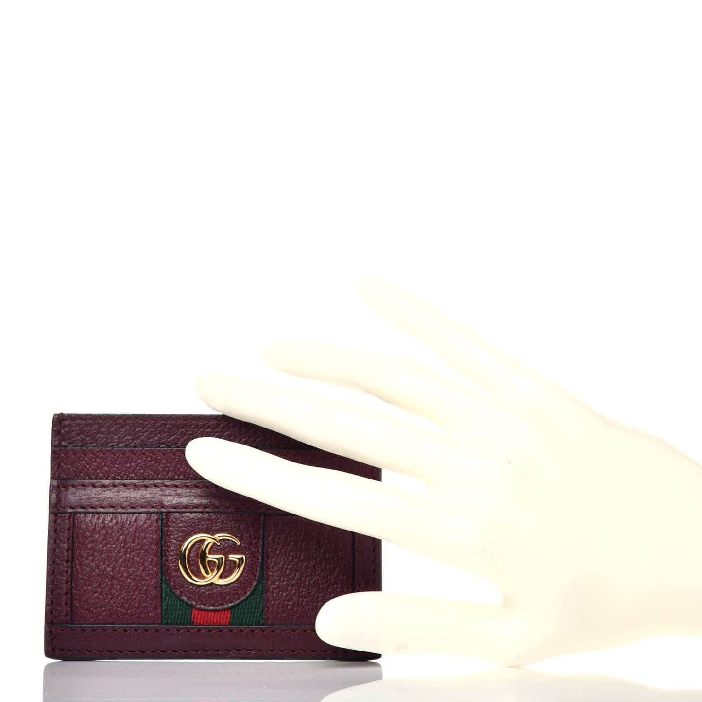Calfskin Web GG Ophidia Card Holder Vintage Bordeaux