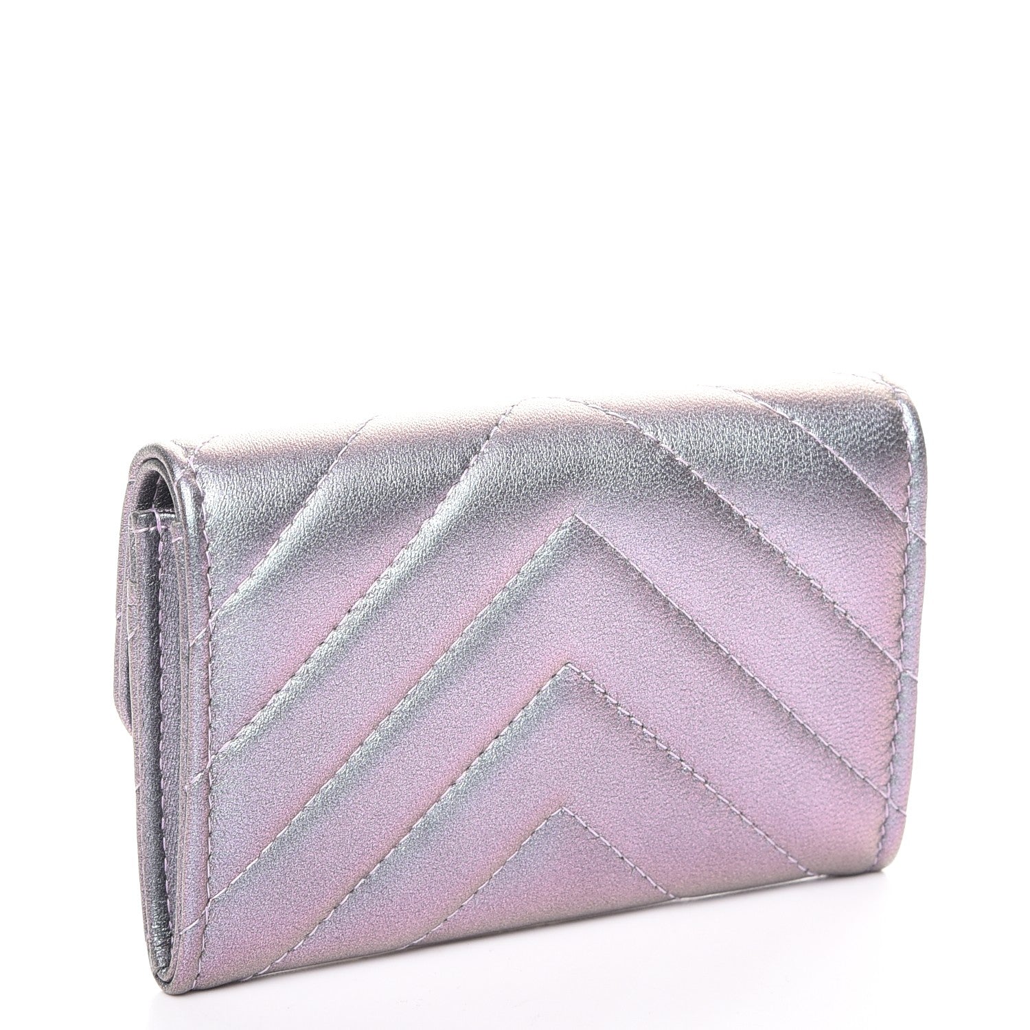 Chanel Iridescent Lambskin Chevron Quilted Reissue Card Holder Light Purple 3 of 9