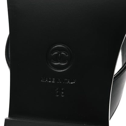 Chanel Lambskin Grosgrain Bow Pearl Thong Sandals 39 Black 15 of 24