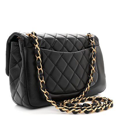 Chanel Shiny Lambskin Quilted Small Daily Friend Flap Black 3 of 10