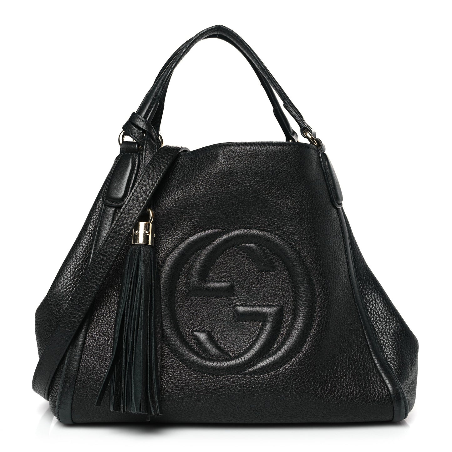 Pebbled Calfskin Small Soho Shoulder Bag Black