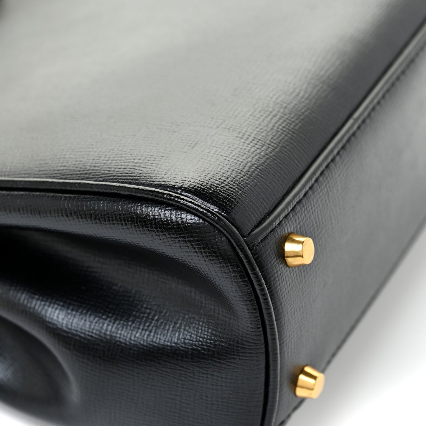 Grainy Calfskin Rockstud Medium Alcove Top-Handle Bag Black