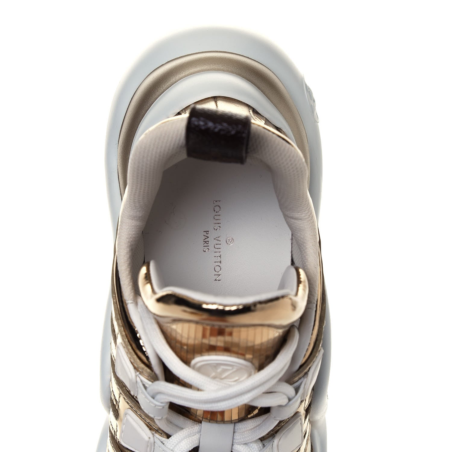 Louis Vuitton Metallic Calfskin Technical Nylon LV Archlight Sneakers 36 Gold White 7 of 8