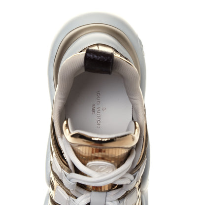 Louis Vuitton Metallic Calfskin Technical Nylon LV Archlight Sneakers 36 Gold White 7 of 8