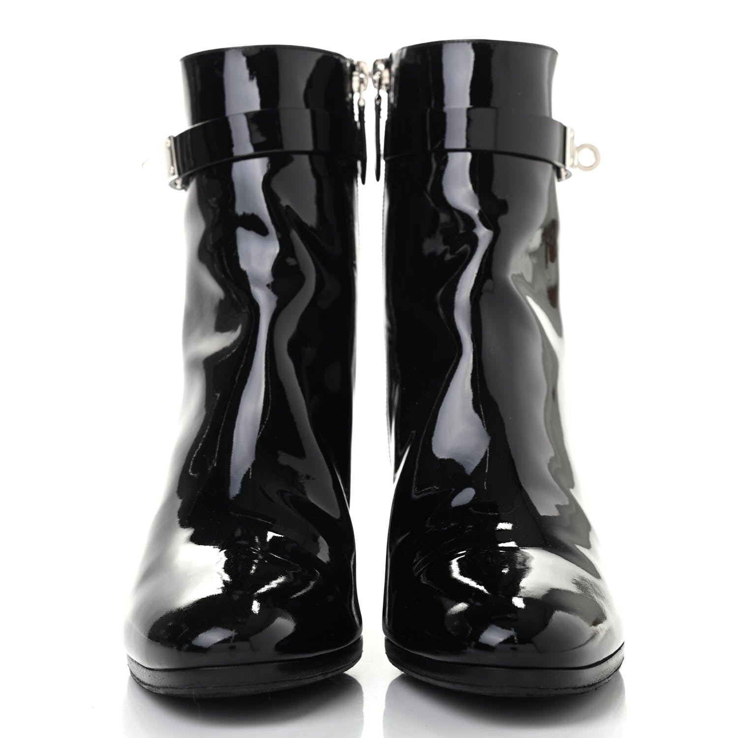 Hermes Patent Saint Germain Ankle Boots 37 Black 2 of 8