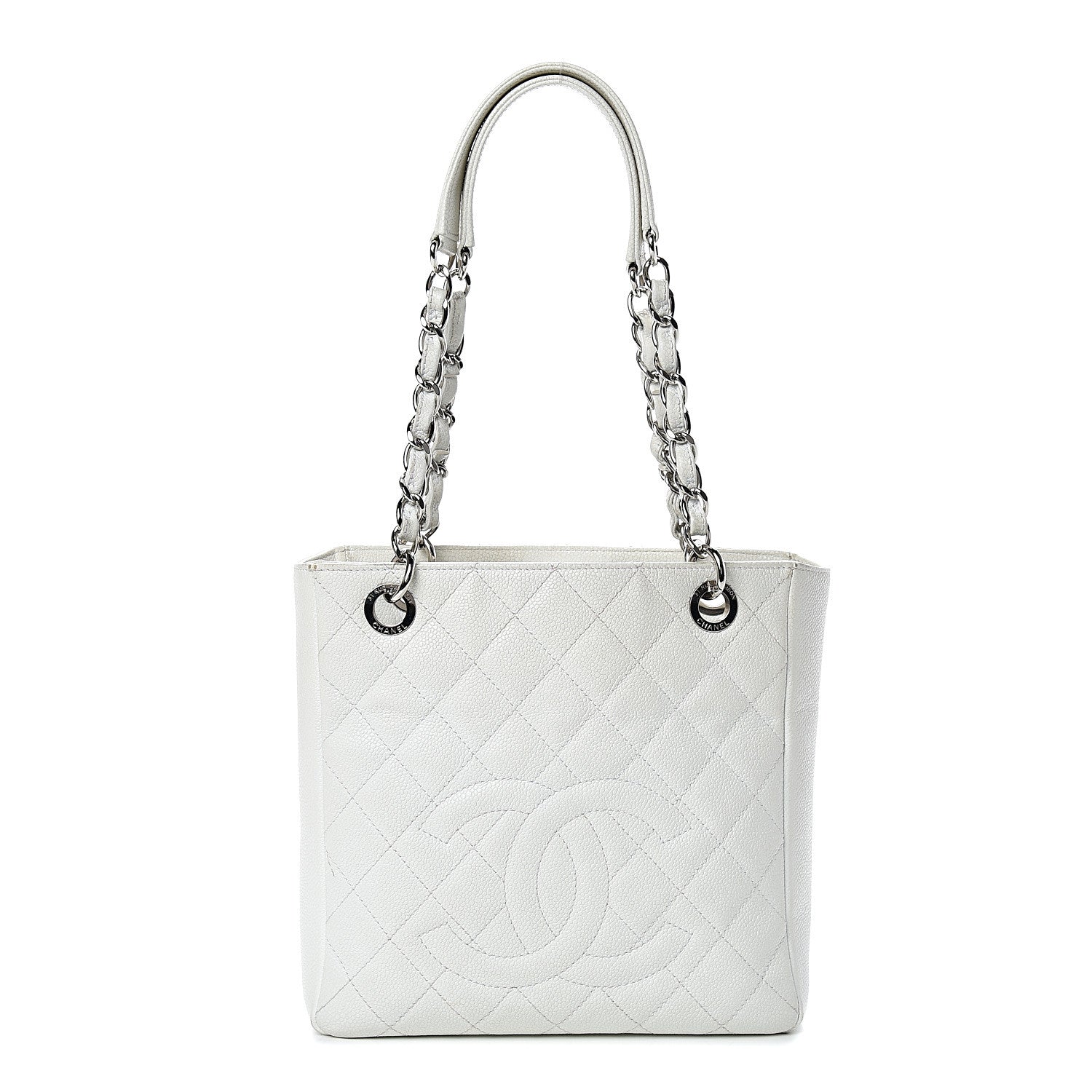 Chanel Caviar Quilted Petit Shopping Tote PST White 1 of 23