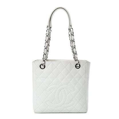 Chanel Caviar Quilted Petit Shopping Tote PST White 1 of 23