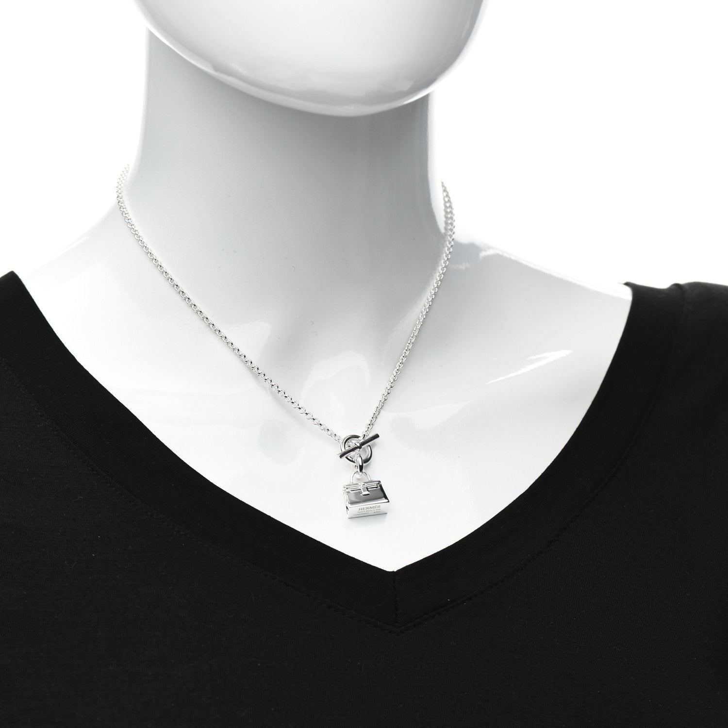Hermes Sterling Silver Kelly Charm Pendant Necklace 2 of 4
