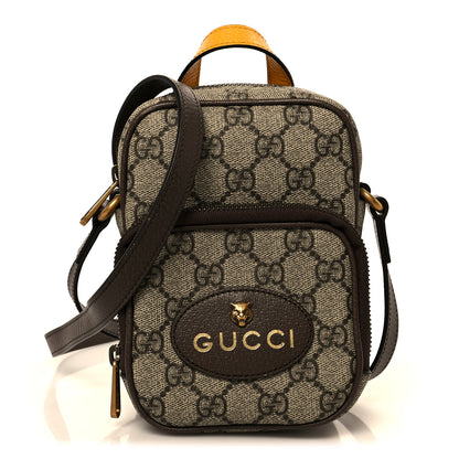 Gucci GG Supreme Monogram Mini Neo Vintage Double Zip Messenger Bag Beige New Acero Crop 1 of 11