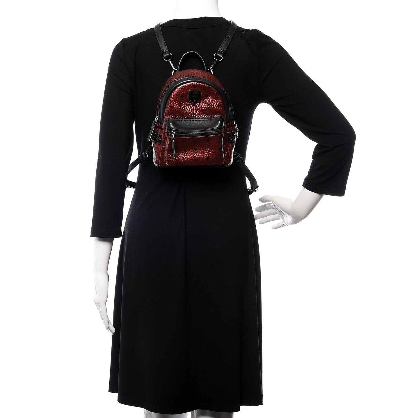 Metallic Visetos Studded X-Mini Bebe Boo Backpack Scooter Red Black