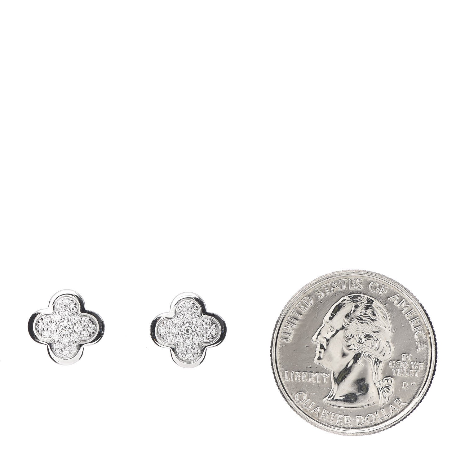 Van Cleef & Arpels 18K White Gold Diamond Pure Alhambra Earrings 2 of 4