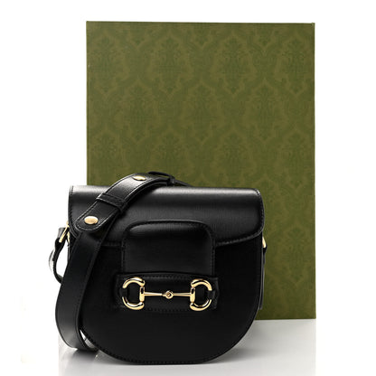 Gucci Azalea Calfskin Mini Horsebit 1955 Rounded Shoulder Bag Black 10 of 10
