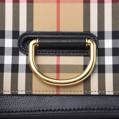 Burberry Goatskin Cotton Canvas Vintage Check Small D-Ring Bag Black Antique Yellow 11 of 13