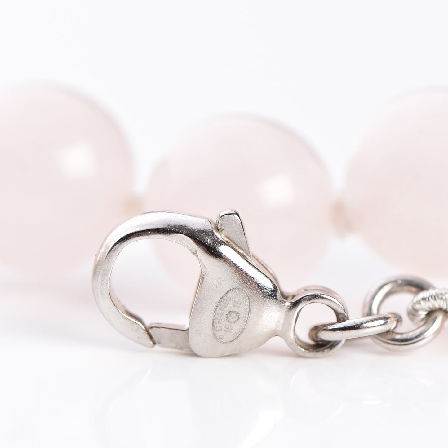 Bead Crystal CC Choker Necklace Pink Silver
