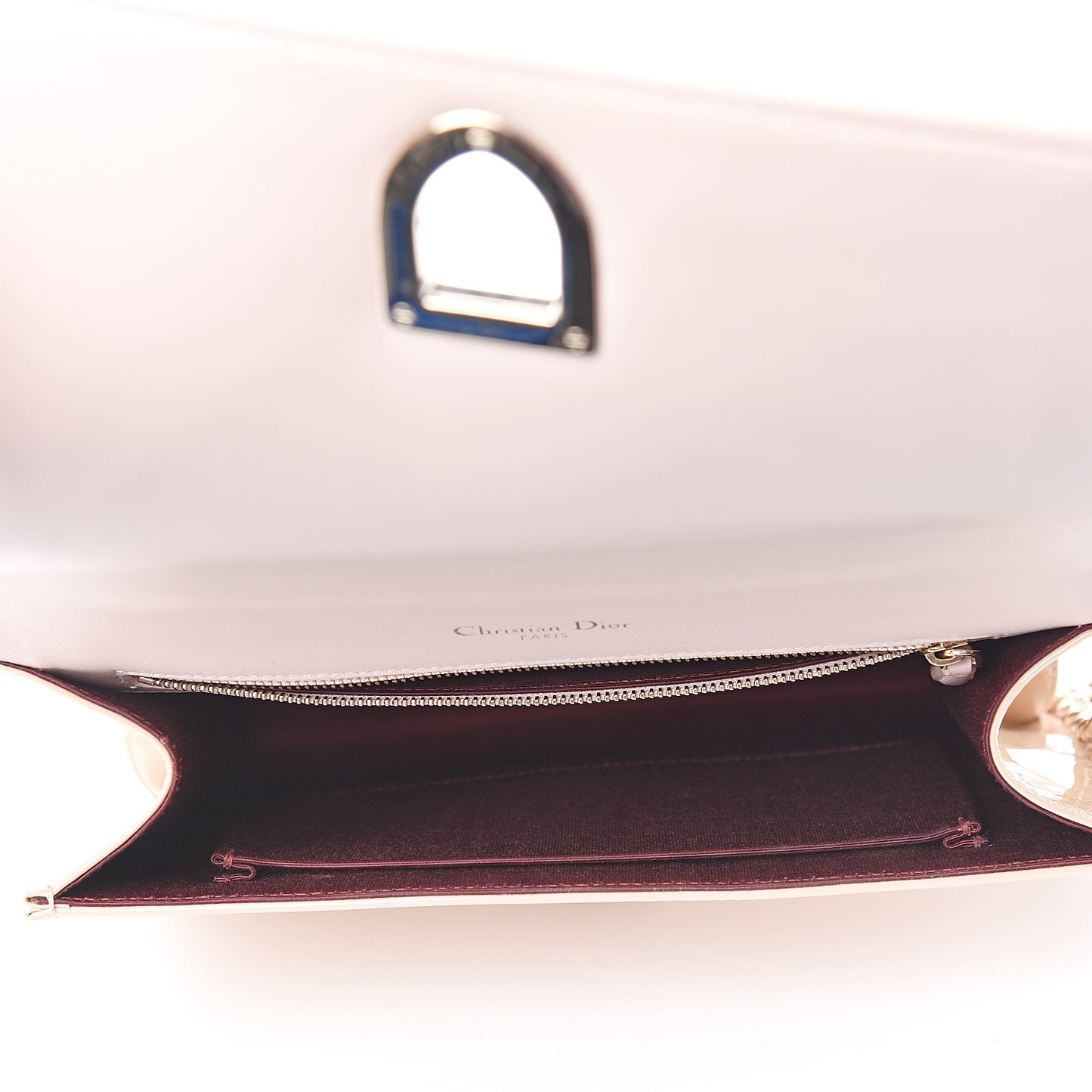 Patent Calfskin Medium Diorama Flap Bag Beige