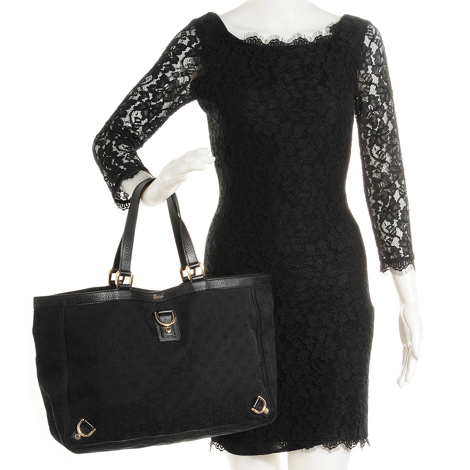 Gucci Monogram Large Abbey Tote Black 2 of 8