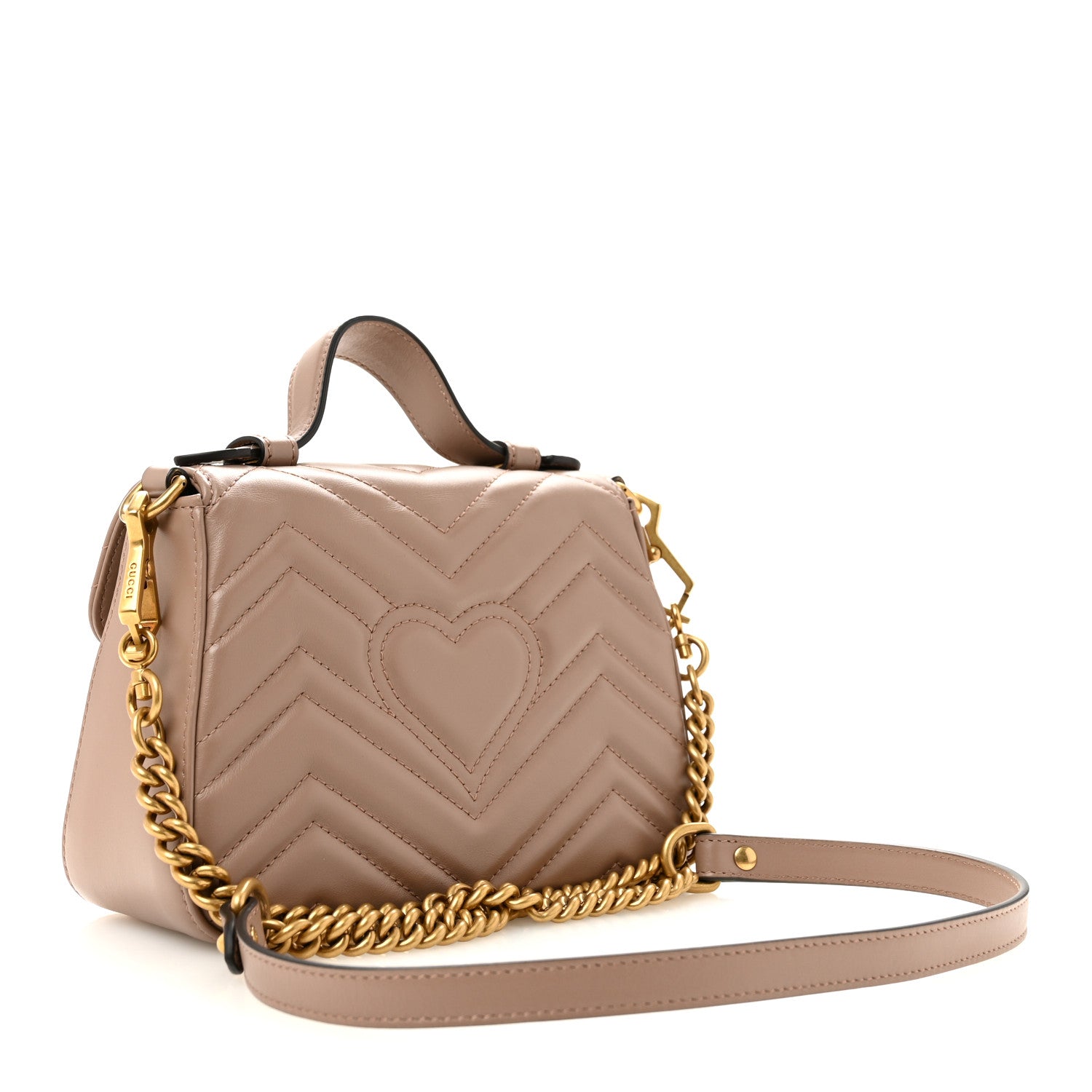 Gucci Calfskin Matelasse Mini GG Marmont Top Handle Shoulder Bag Porcelain Rose 3 of 13