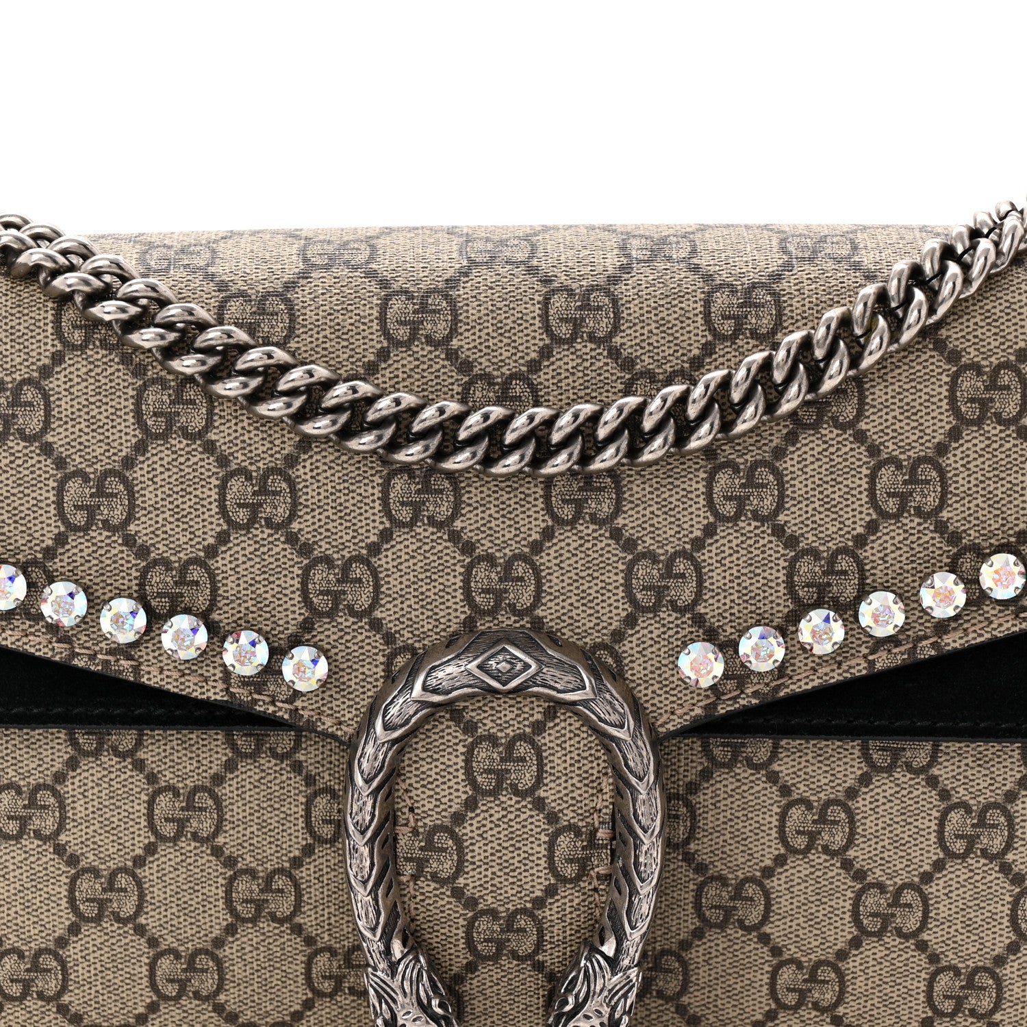 Gucci GG Supreme Monogram Crystal Small Dionysus Shoulder Bag Black 8 of 10