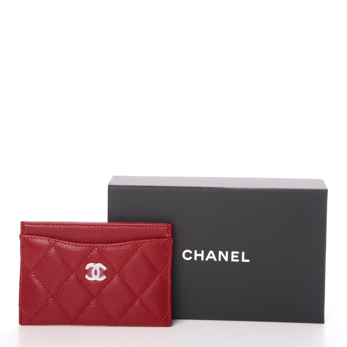 Caviar Quilted Card Holder Dark Pink