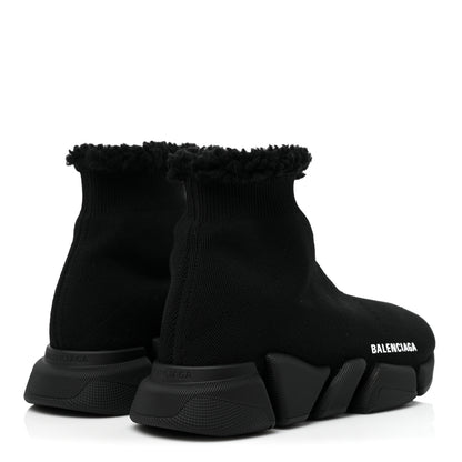Balenciaga Technical 3D Recycled Knit Fake Fur Womens Speed 2.0 Sneakers 37 Monocolor Black 5 of 8