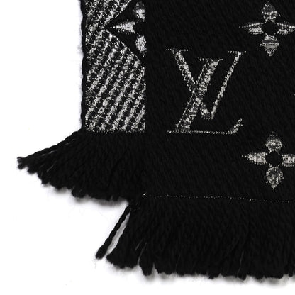 Louis Vuitton Wool Silk Logomania Shine Scarf Black 3 of 4