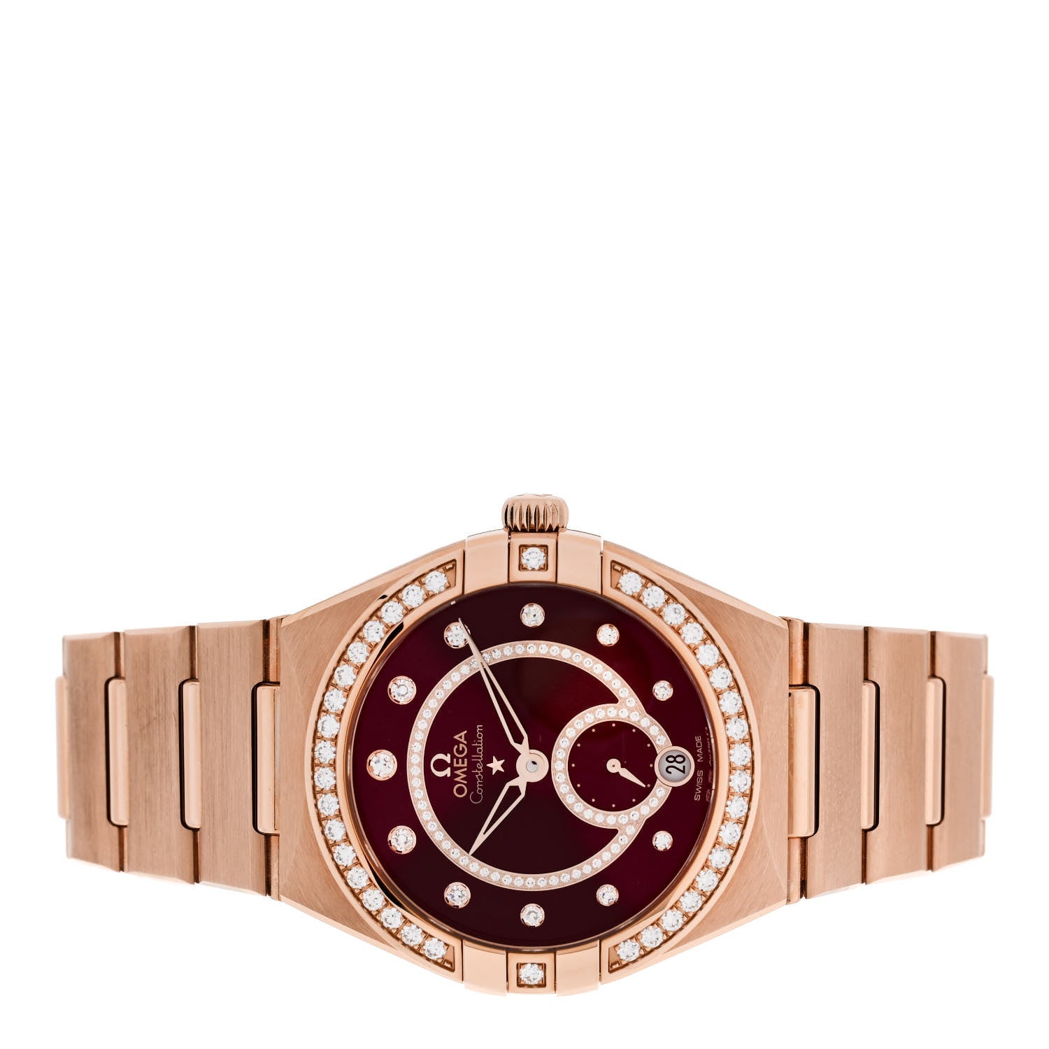 Omega 18K Sedna Gold Diamond Bezel 34mm Constellation Small Seconds Automatic Watch Bordeaux 131.55.34.20.61.001 2 of 5
