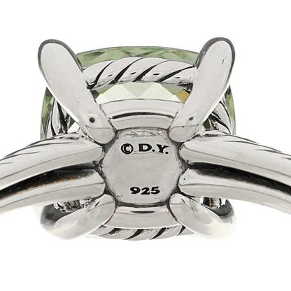 David Yurman Sterling Silver Diamond Prasiolite 11mm Chatelaine Ring 62 10 4 of 4