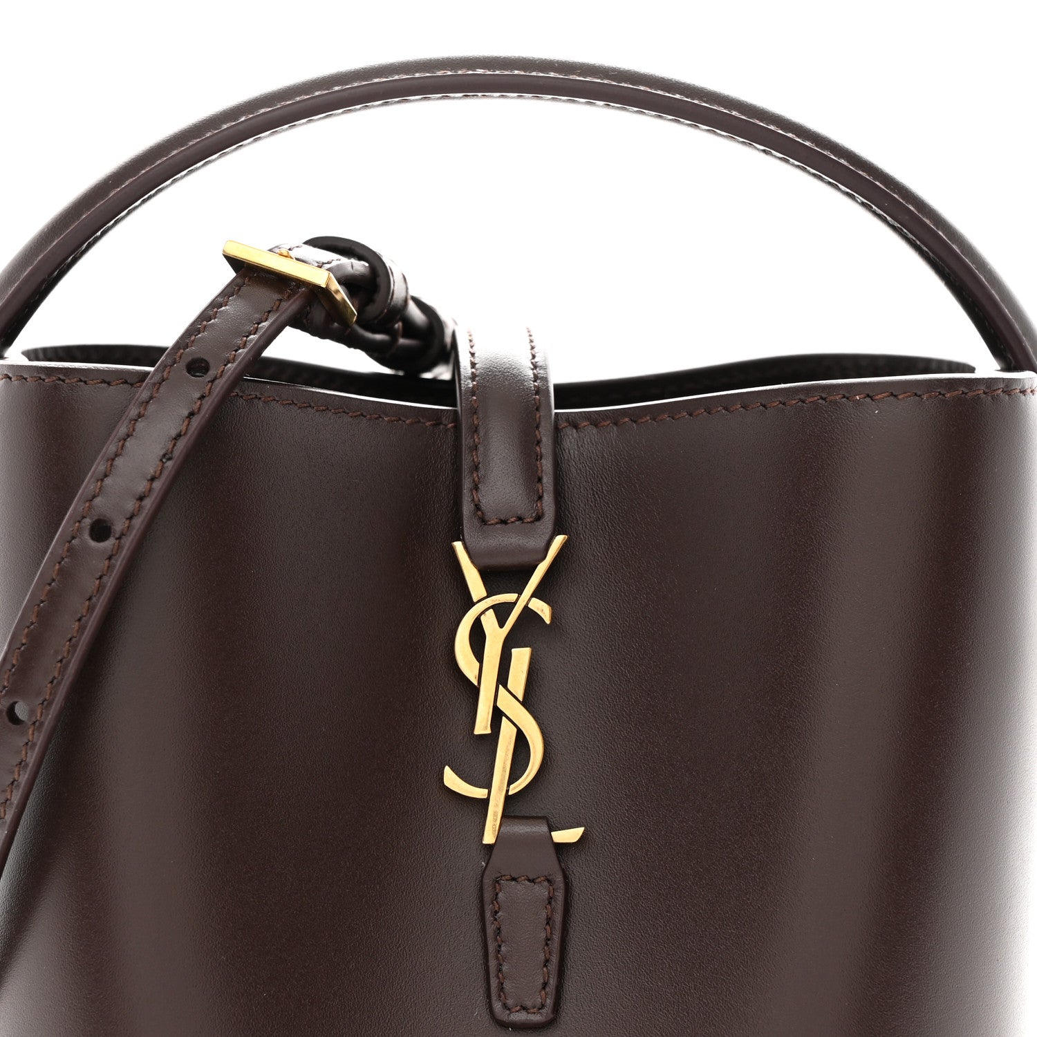 Saint Laurent Shiny Calfskin Le 37 Mini Bucket Bag Dark Sweet Chocolate 8 of 10