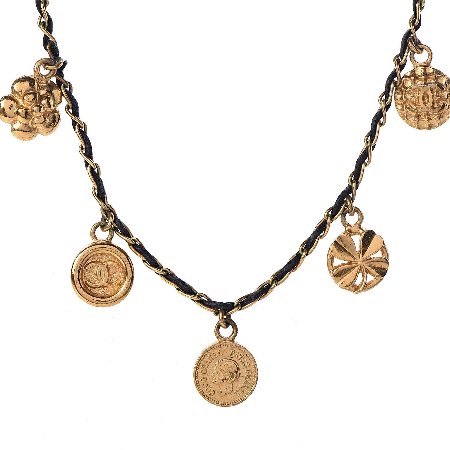 Chanel Lambskin Medallion CC Charm Choker Necklace Gold 4 of 7