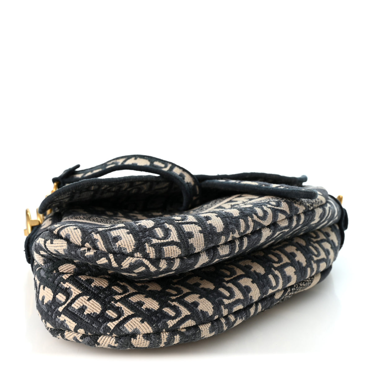Christian Dior Oblique Embroidered Saddle Bag Blue 4 of 10