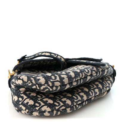 Christian Dior Oblique Embroidered Saddle Bag Blue 4 of 10