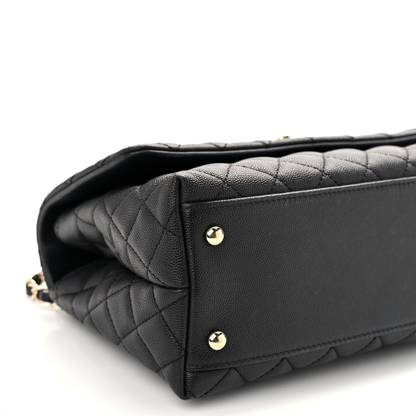 Caviar Quilted Small Coco Handle Flap Black
